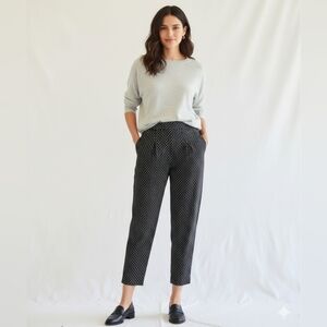 Ace & Jig Womens Pants Trousers Polka Dot Black/White Straight Crop Cotton Sz M